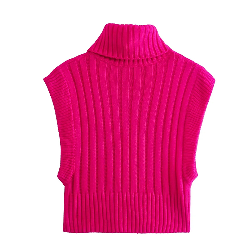 Fashion Green Polyester Ribbed-knit Tank Top,Sweater