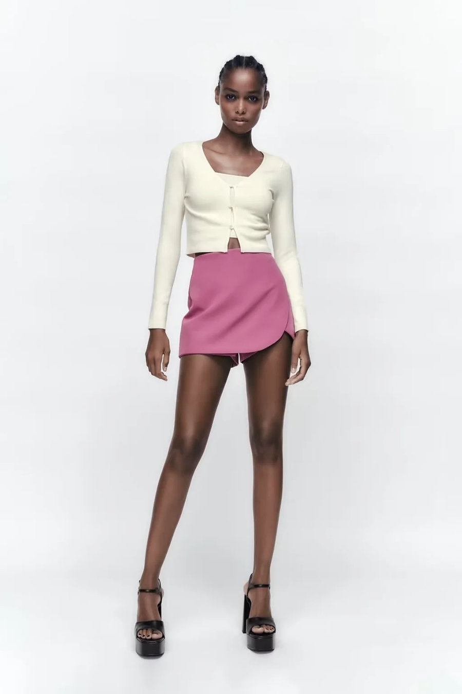 Fashion Purple Twill Slit High Waist Culottes,Shorts