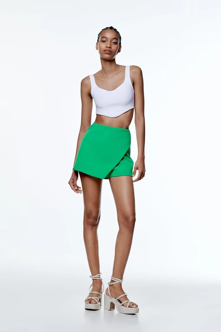 Fashion Green Solid Color Irregular Culottes,Shorts