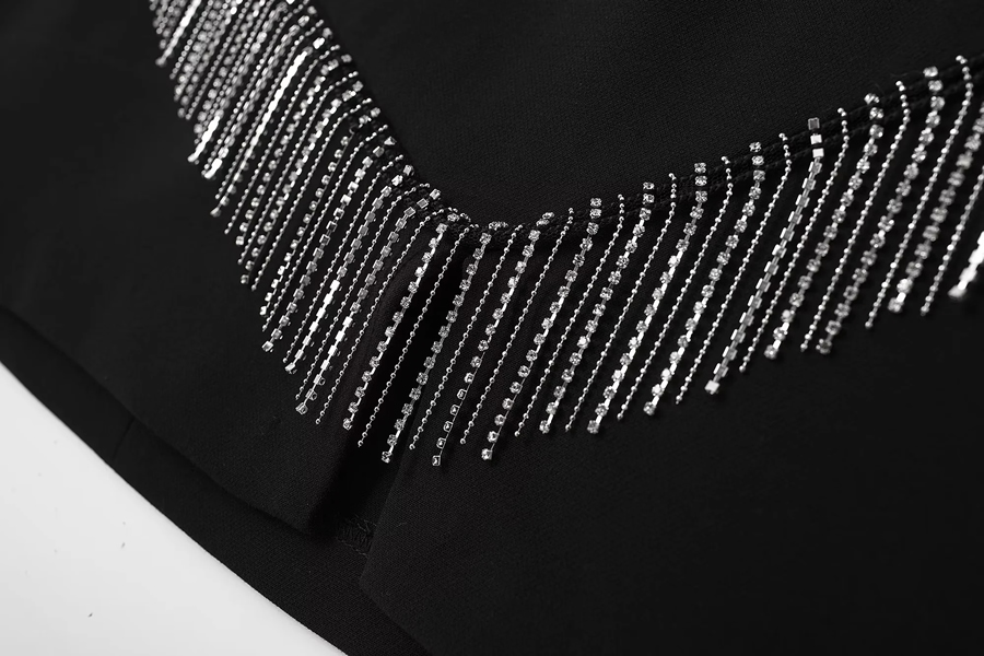 Fashion Black Geometric Fringe Skirt,Skirts