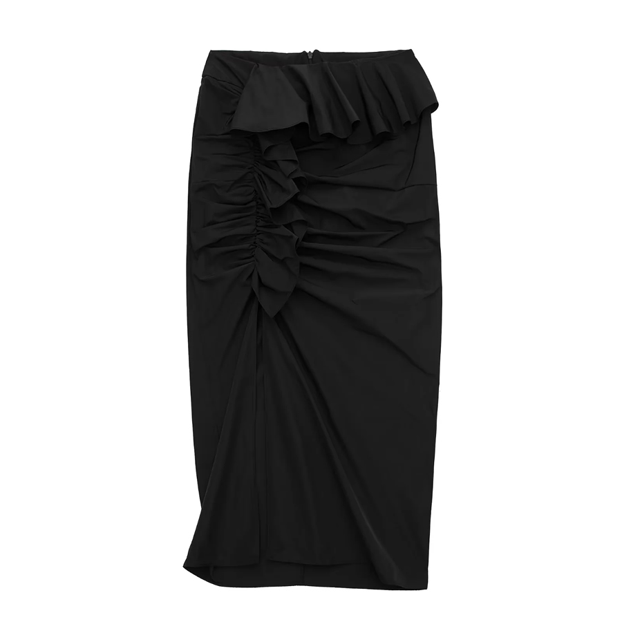 Fashion Black Solid Lace Pleated Skirt,Skirts