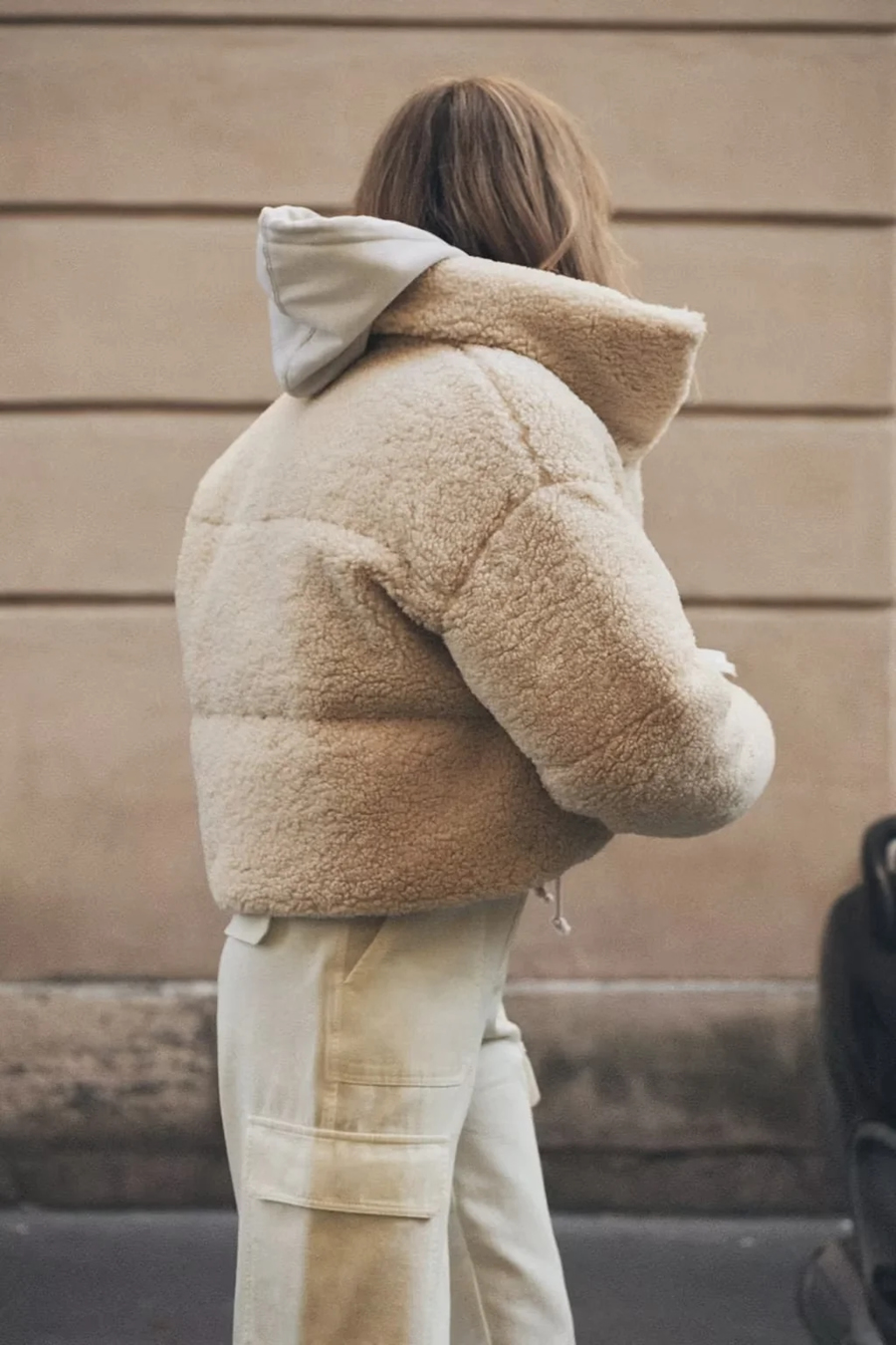 Fashion Beige Fleece Stand Collar Shorts Jacket,Coat-Jacket