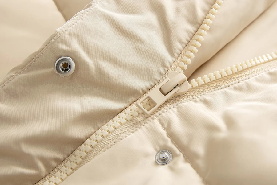 Fashion Cream Color Satin Stand Collar Jacket,Coat-Jacket