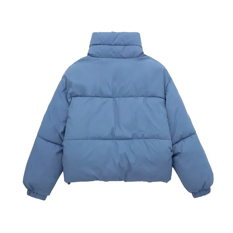 Fashion Blue Frosted Stand Collar Jacket,Coat-Jacket