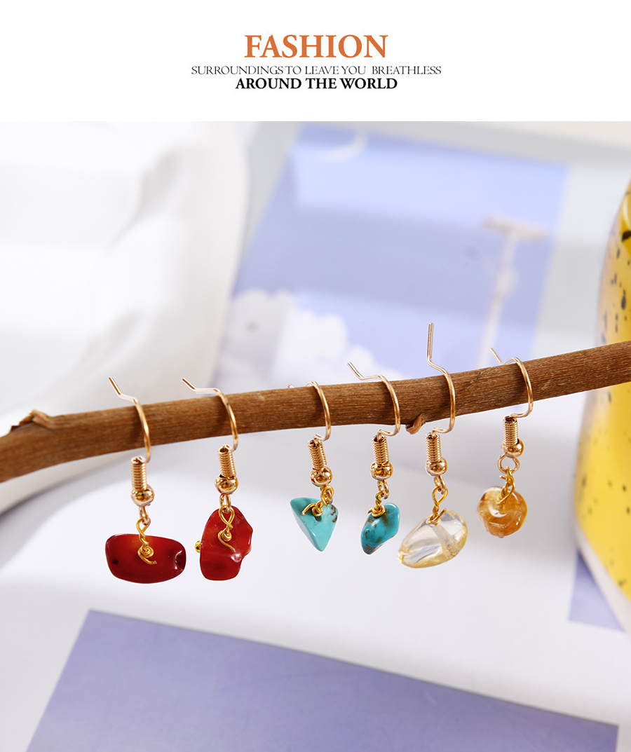 Fashion Transparent Color Copper Irregular Natural Stone Earrings,Earrings