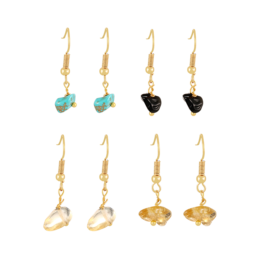 Fashion Transparent Color Copper Irregular Natural Stone Earrings,Earrings