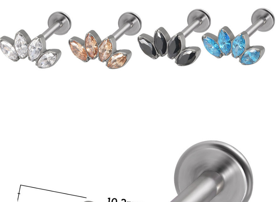 Fashion 2 Batches No10 1.2x6mm Titanium Steel Diamond Geometric Piercing Lip Nail,Lip Rings