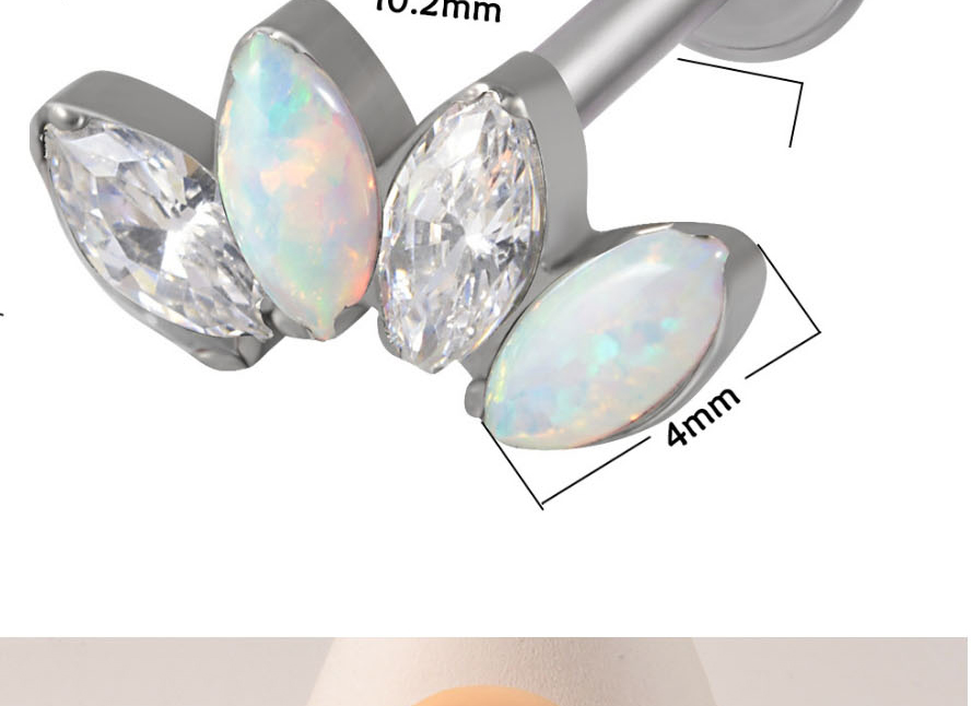 Fashion 2 Batches No3 1.2x8mm Titanium Steel Diamond Geometric Piercing Lip Nail,Lip Rings