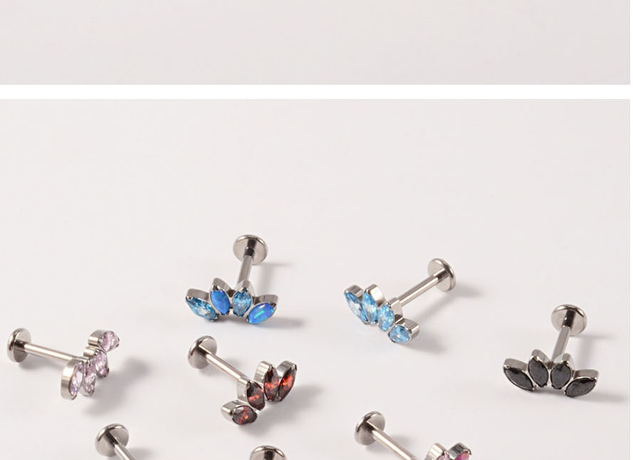Fashion 2 Batches No7 1.2x8mm Titanium Steel Diamond Geometric Piercing Lip Nail,Lip Rings