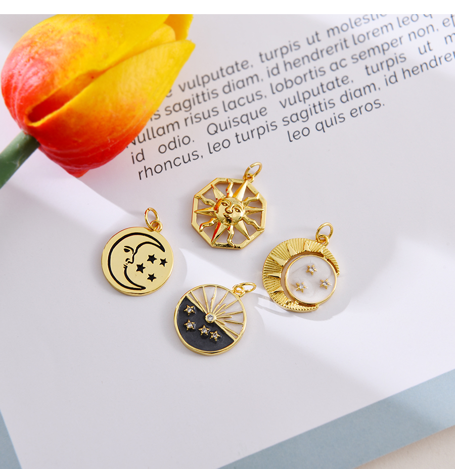 Fashion Golden 1 Copper Inlaid Zircon Drop Oil Crescent Planet Pendant Accessories,Jewelry Findings & Components