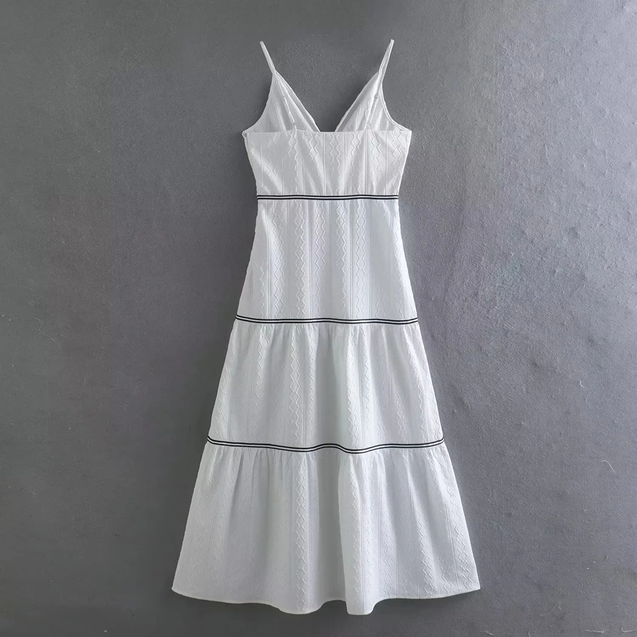 Fashion White Woven Swing Slip Dress,Long Dress