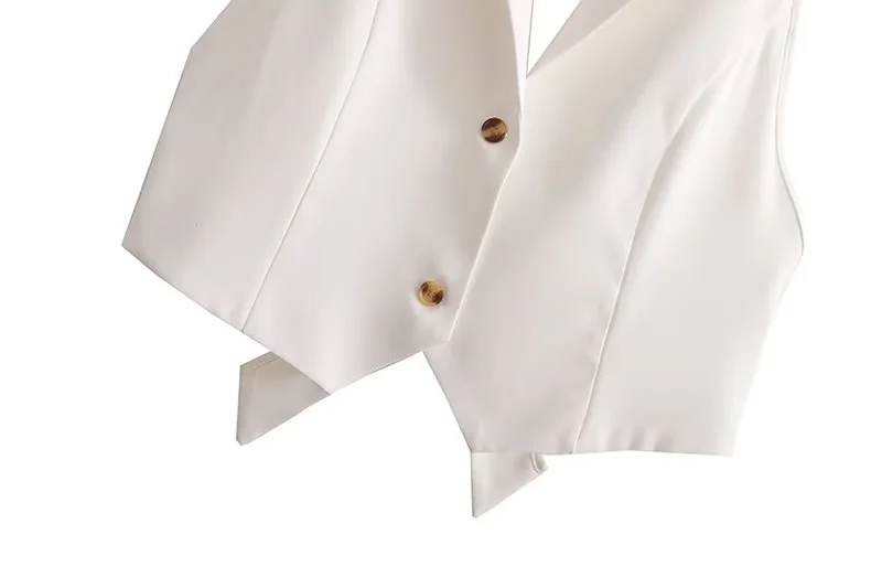 Fashion White Polyester Lapel Vest Jacket,Coat-Jacket