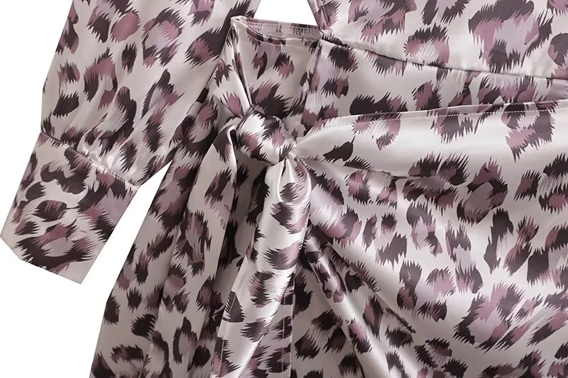 Fashion Leopard Print Satin Leopard Print Off-shoulder Cutout Dress,Mini & Short Dresses
