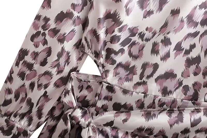 Fashion Leopard Print Satin Leopard Print Off-shoulder Cutout Dress,Mini & Short Dresses