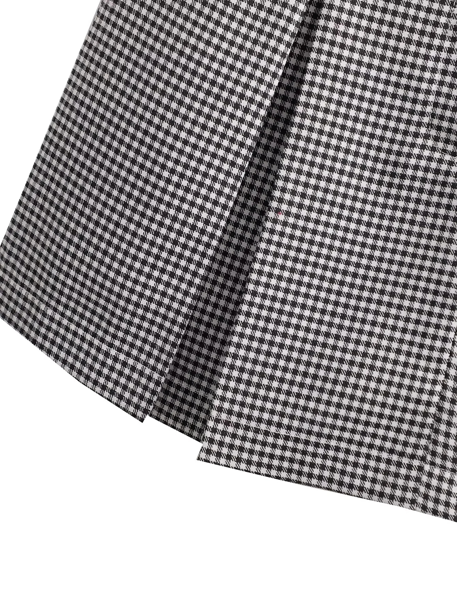 Fashion Black And White Polyester Check Pleated Skirt,Skirts