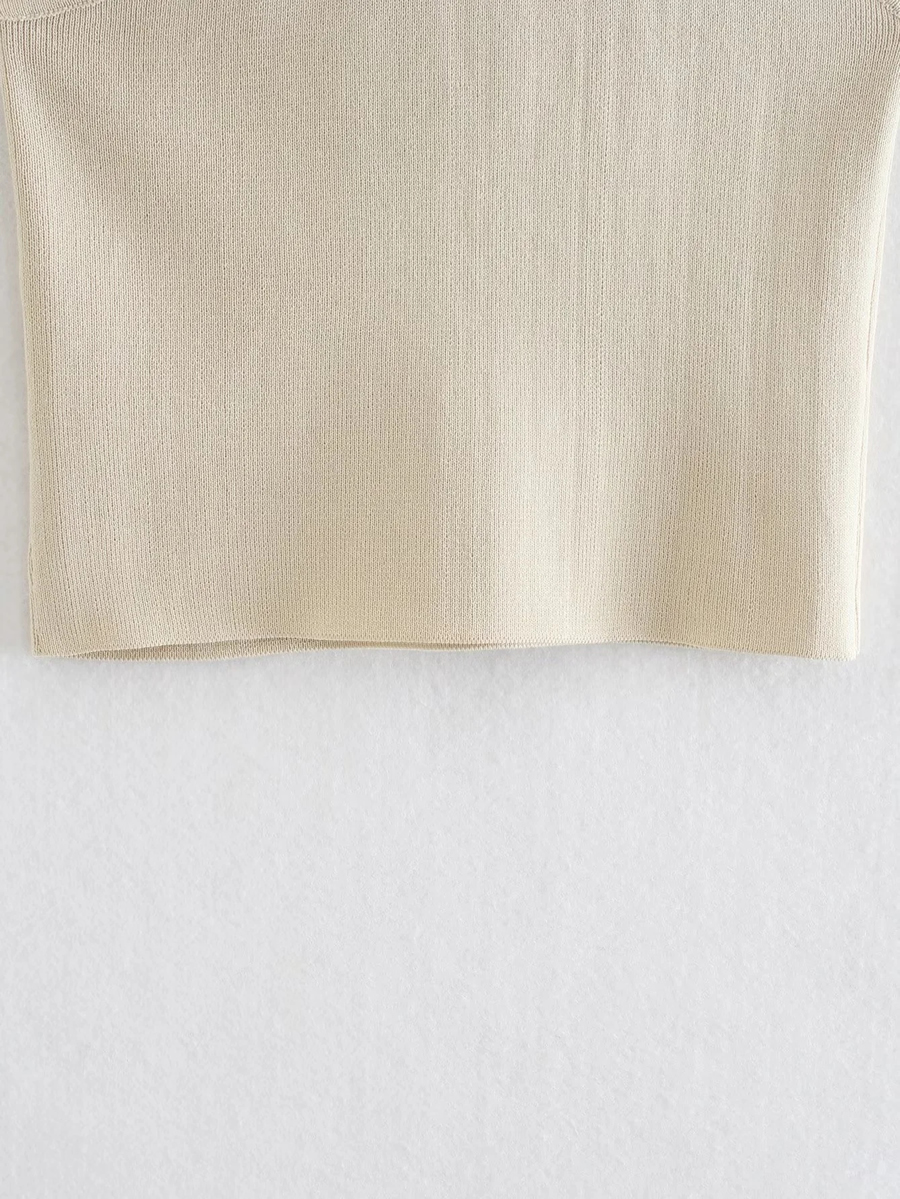 Fashion White Polyester Knit Asymmetric Top,Tank Tops & Camis