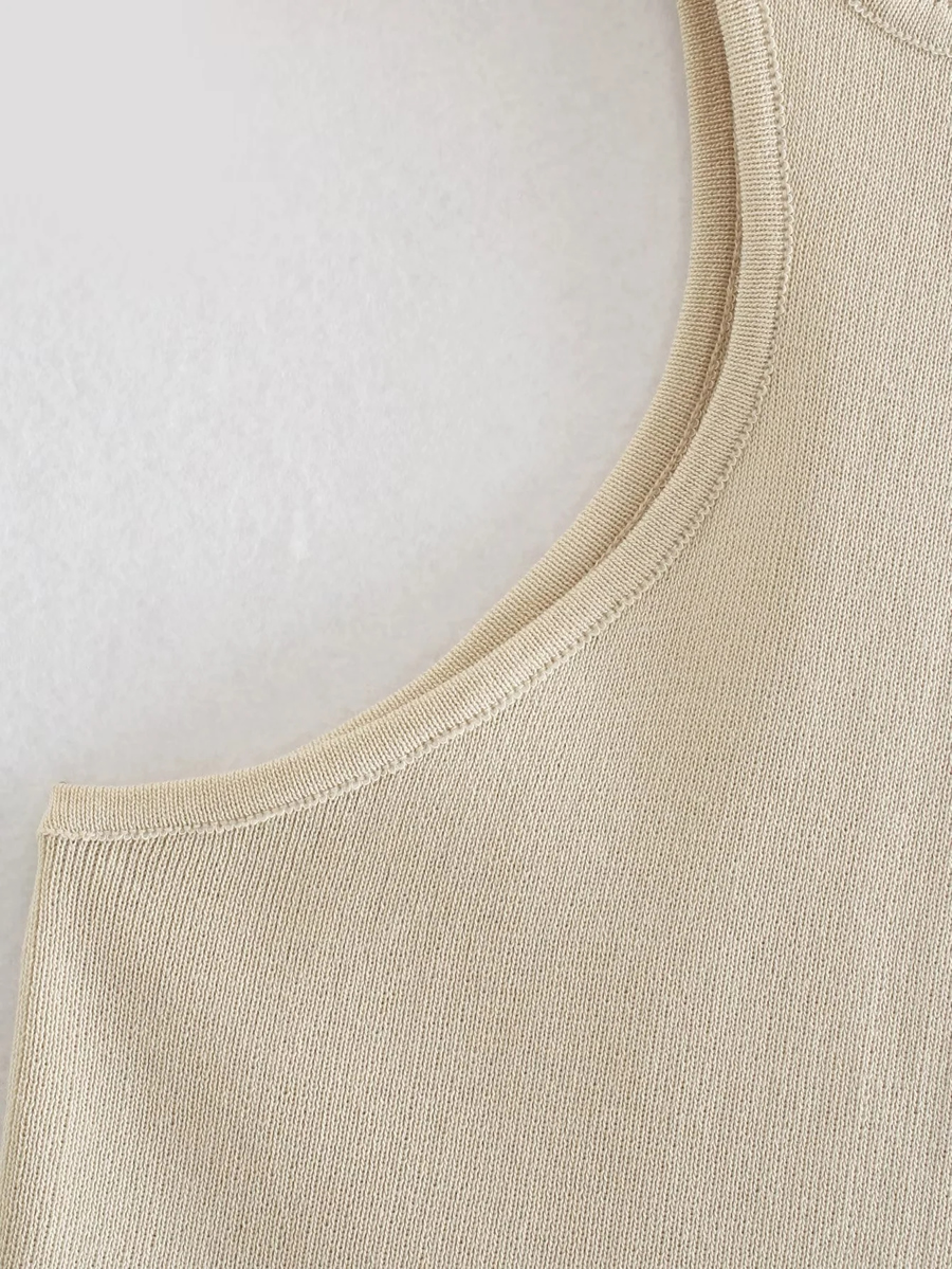 Fashion White Polyester Knit Asymmetric Top,Tank Tops & Camis