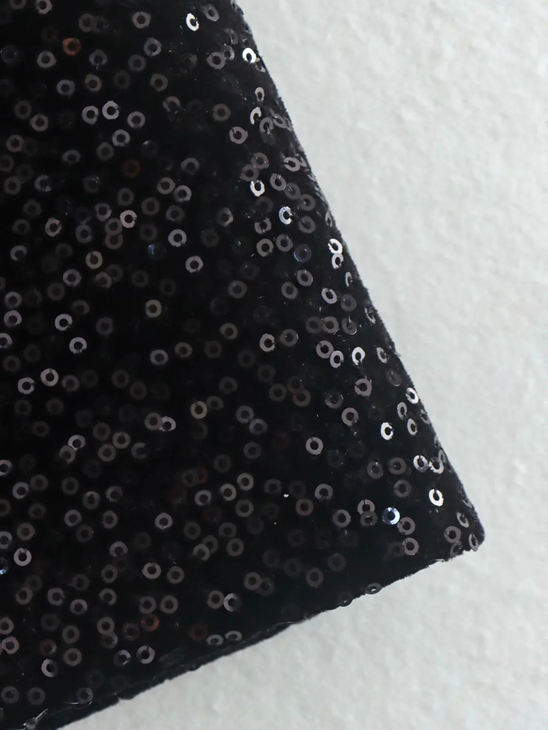 Fashion Black Velvet Sequined Skirt  Polyester,Skirts