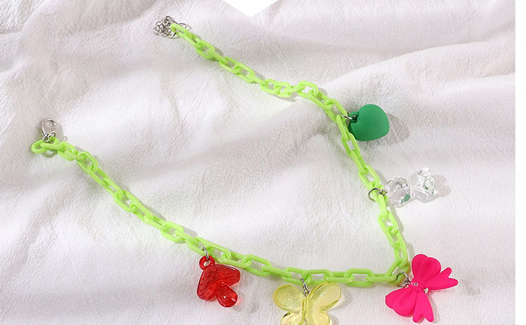 Fashion Green Resin Mushroom Butterfly Bear Necklace,Pendants