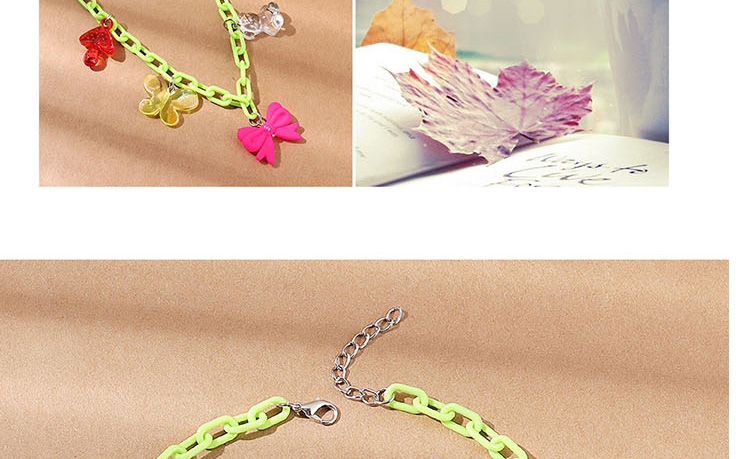 Fashion Green Resin Mushroom Butterfly Bear Necklace,Pendants