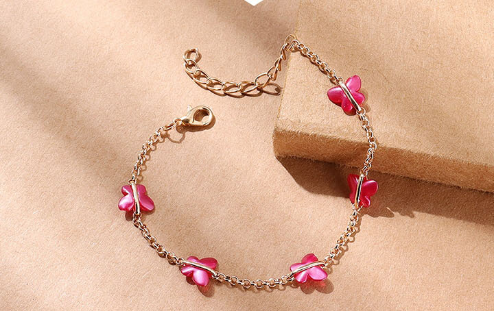 Fashion Pink Resin Butterfly Anklet,Fashion Anklets