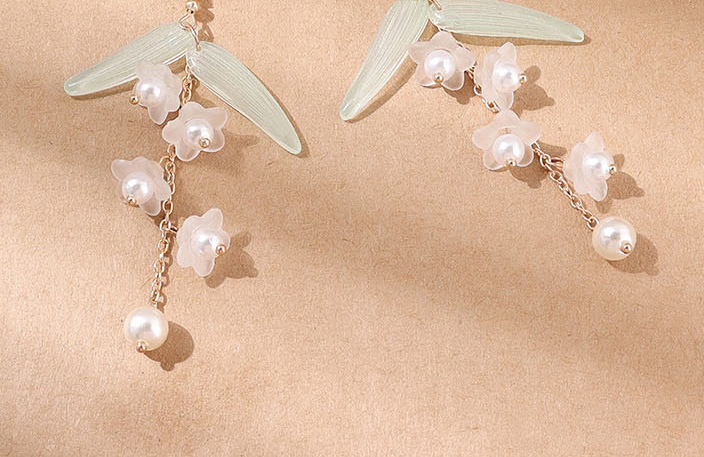 Fashion Gold Resin Pearl Flower Drop Earrings,Drop Earrings