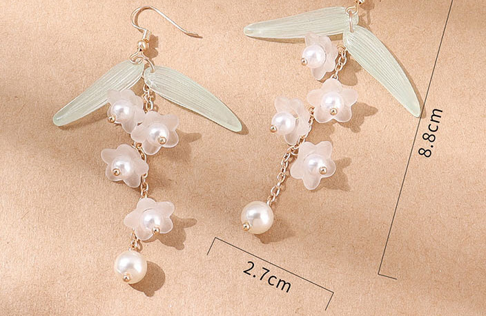 Fashion Gold Resin Pearl Flower Drop Earrings,Drop Earrings