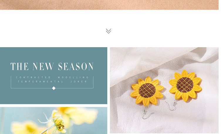 Fashion Yellow Fabric Sunflower Stud Earrings,Stud Earrings