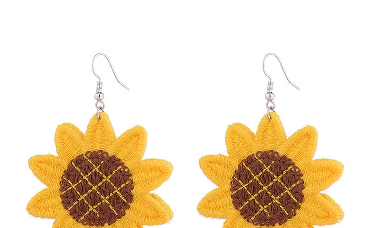 Fashion Yellow Fabric Sunflower Stud Earrings,Stud Earrings