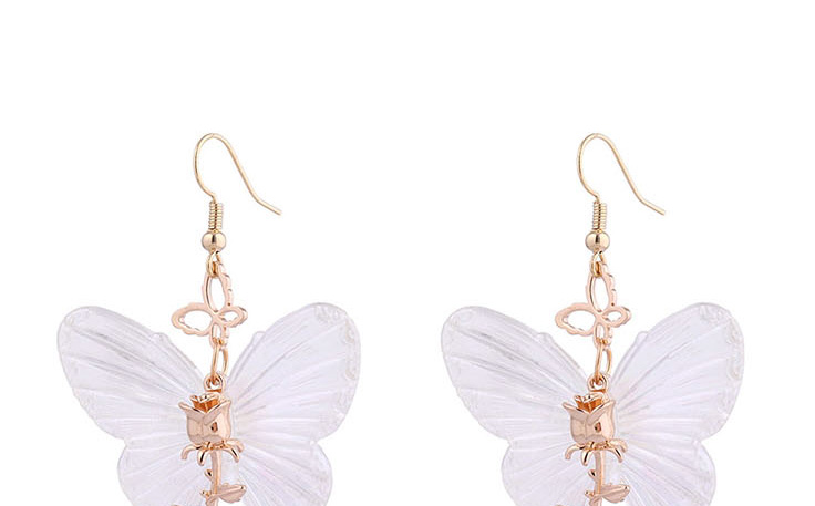 Fashion Gold Resin Rose Butterfly Stud Earrings,Stud Earrings