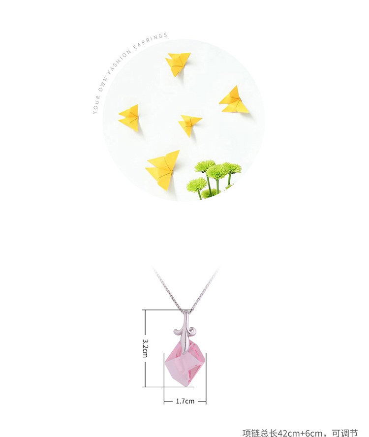 Fashion Pink Geometric Crystal Banana Necklace,Crystal Necklaces