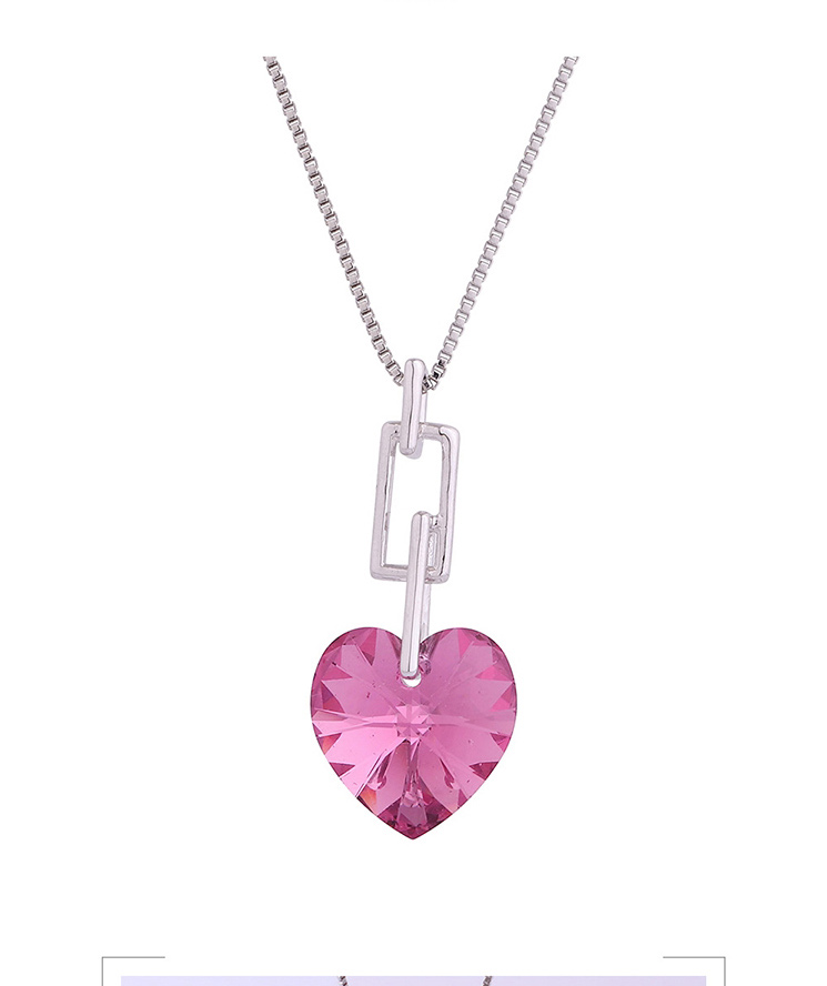 Fashion Rose Red Geometric Heart Crystal Necklace,Crystal Necklaces
