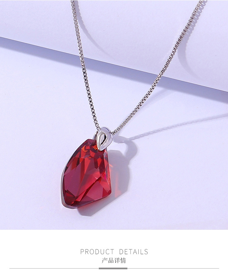 Fashion Red Geometric Shaped Crystal Necklace,Crystal Necklaces