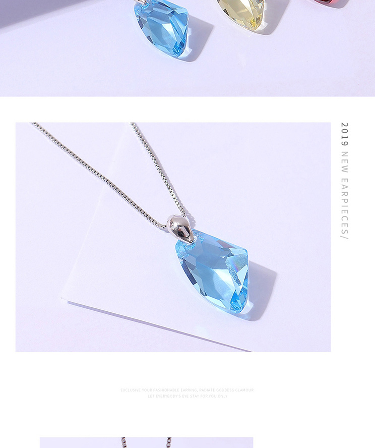 Fashion Sea ??blue Geometric Shaped Crystal Necklace,Crystal Necklaces