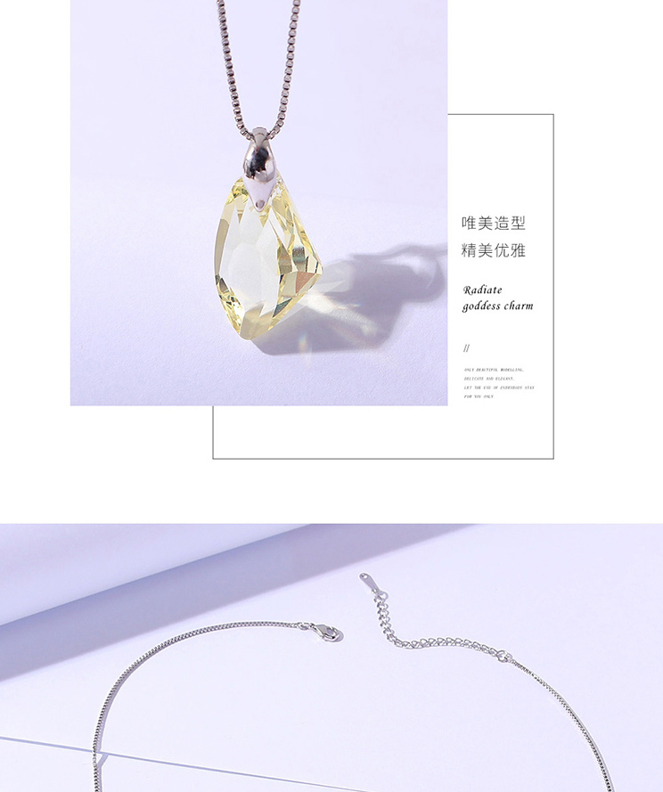 Fashion Yellow Geometric Shaped Crystal Necklace,Crystal Necklaces
