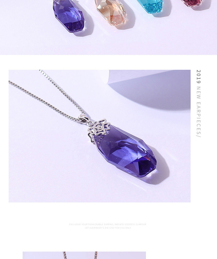 Fashion Sea ??blue Geometric Shaped Crystal Flower Necklace,Crystal Necklaces
