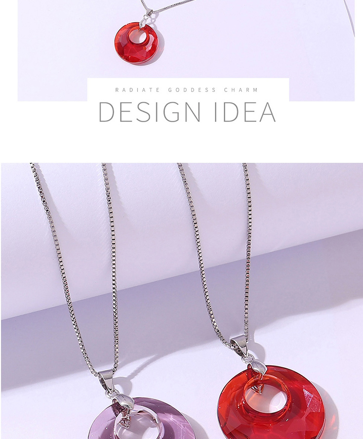 Fashion Crystal Red Rock Geometric Round Crystal Necklace,Crystal Necklaces