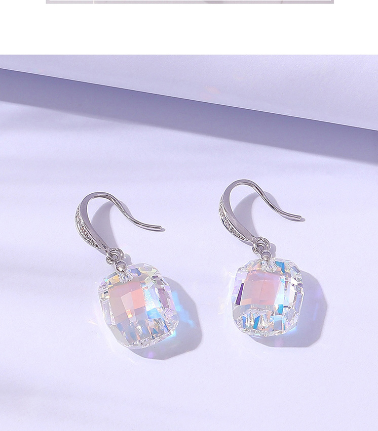 Fashion White Geometric Square Crystal Stud Earrings,Crystal Earrings