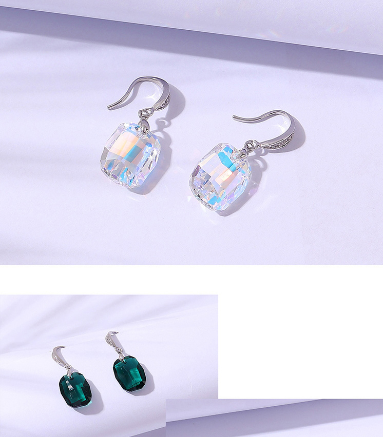 Fashion Purple Geometric Square Crystal Stud Earrings,Crystal Earrings