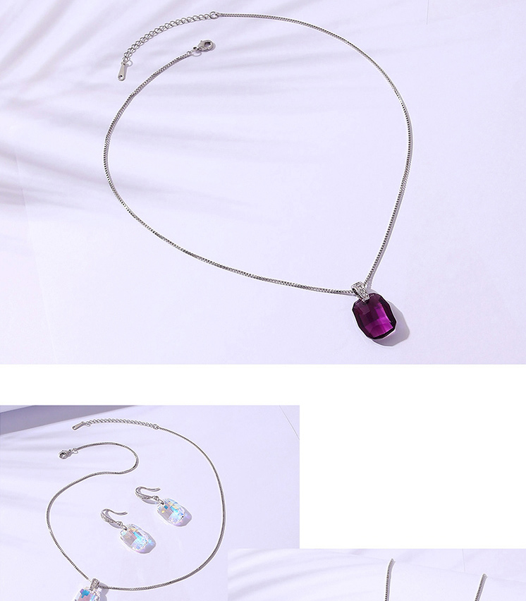 Fashion White Geometric Square Crystal Necklace,Crystal Necklaces