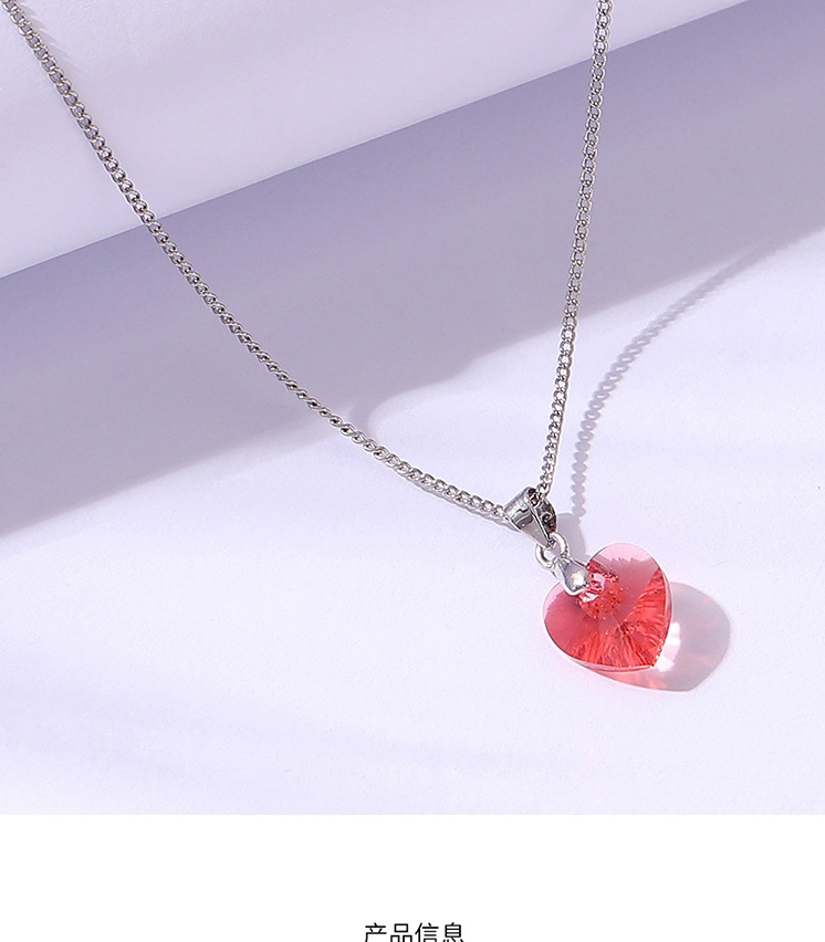 Fashion Purple Geometric Heart Crystal Necklace,Crystal Necklaces