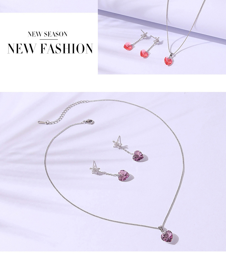 Fashion Pink Geometric Star Heart Crystal Earrings,Crystal Earrings