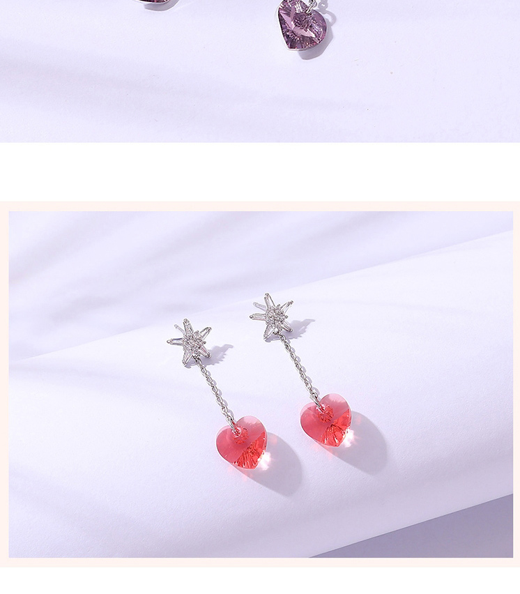 Fashion Purple Geometric Star Heart Crystal Earrings,Crystal Earrings