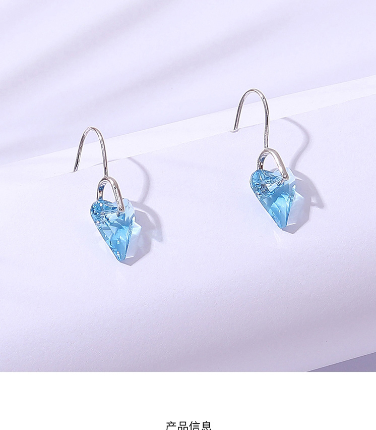 Fashion Blue Geometric Heart Crystal Stud Earrings,Crystal Earrings