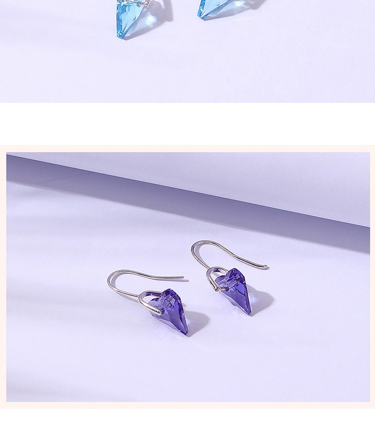 Fashion Purple Geometric Heart Crystal Stud Earrings,Crystal Earrings