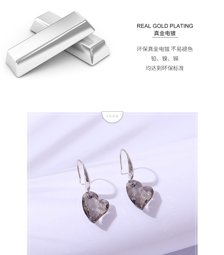 Fashion Black Geometric Love Crystal Necklace Stud Earrings Set,Crystal Sets