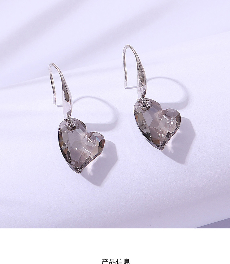 Fashion Black Geometric Heart Crystal Stud Earrings,Crystal Earrings