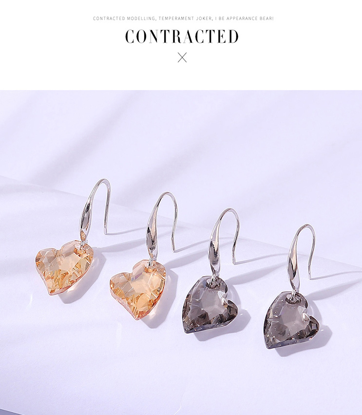 Fashion Black Geometric Heart Crystal Stud Earrings,Crystal Earrings