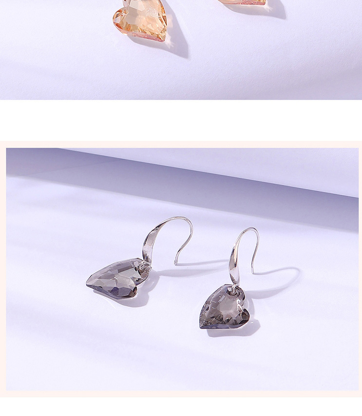 Fashion Champagne Geometric Heart Crystal Stud Earrings,Crystal Earrings
