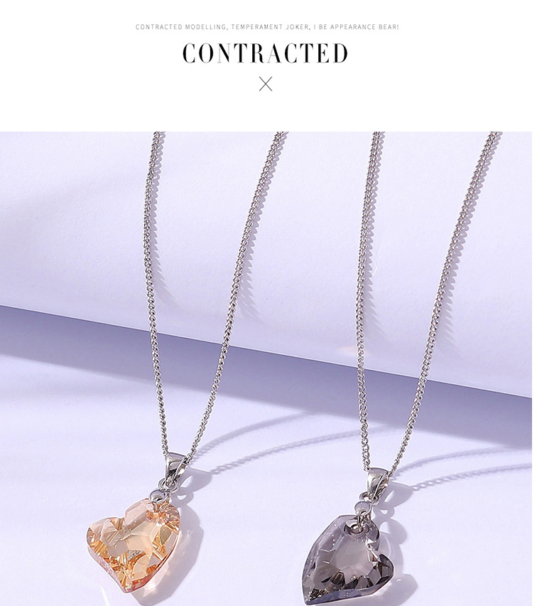 Fashion Champagne Geometric Heart Crystal Necklace,Crystal Necklaces
